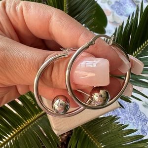 Hoop & Ball Silver Earrings